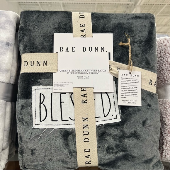 Rae Dunn Bedding New Rae Dunn Gray Blessed Embroidered Patch Queen